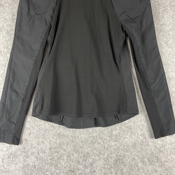 Anne Fontaine Top Womens 38 Black Blouse Pima Cotton Rhinestone Paneled Stretch - Picture 14 of 16